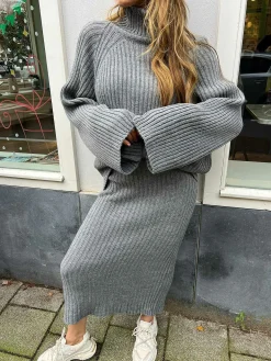 Cheap Ava Long Knitted Set Grey Sets