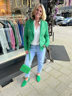 Cheap Babouche Loafers Studs Green Loafers