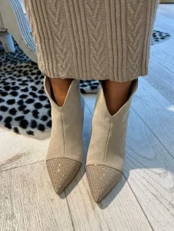 Flash Sale Babouche Yasmin Strass Ankle Boots Beige Hakken
