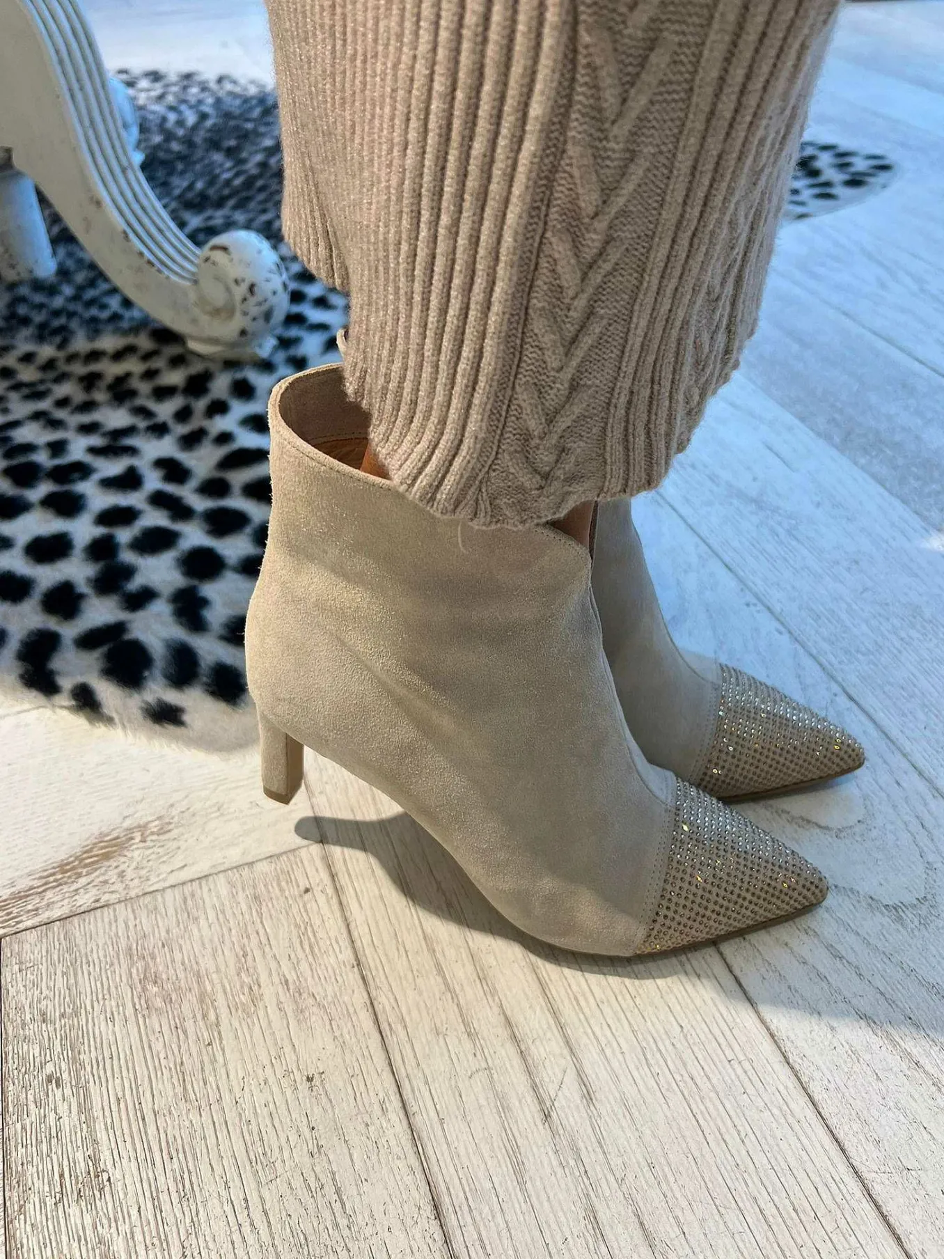 Flash Sale Babouche Yasmin Strass Ankle Boots Beige Hakken