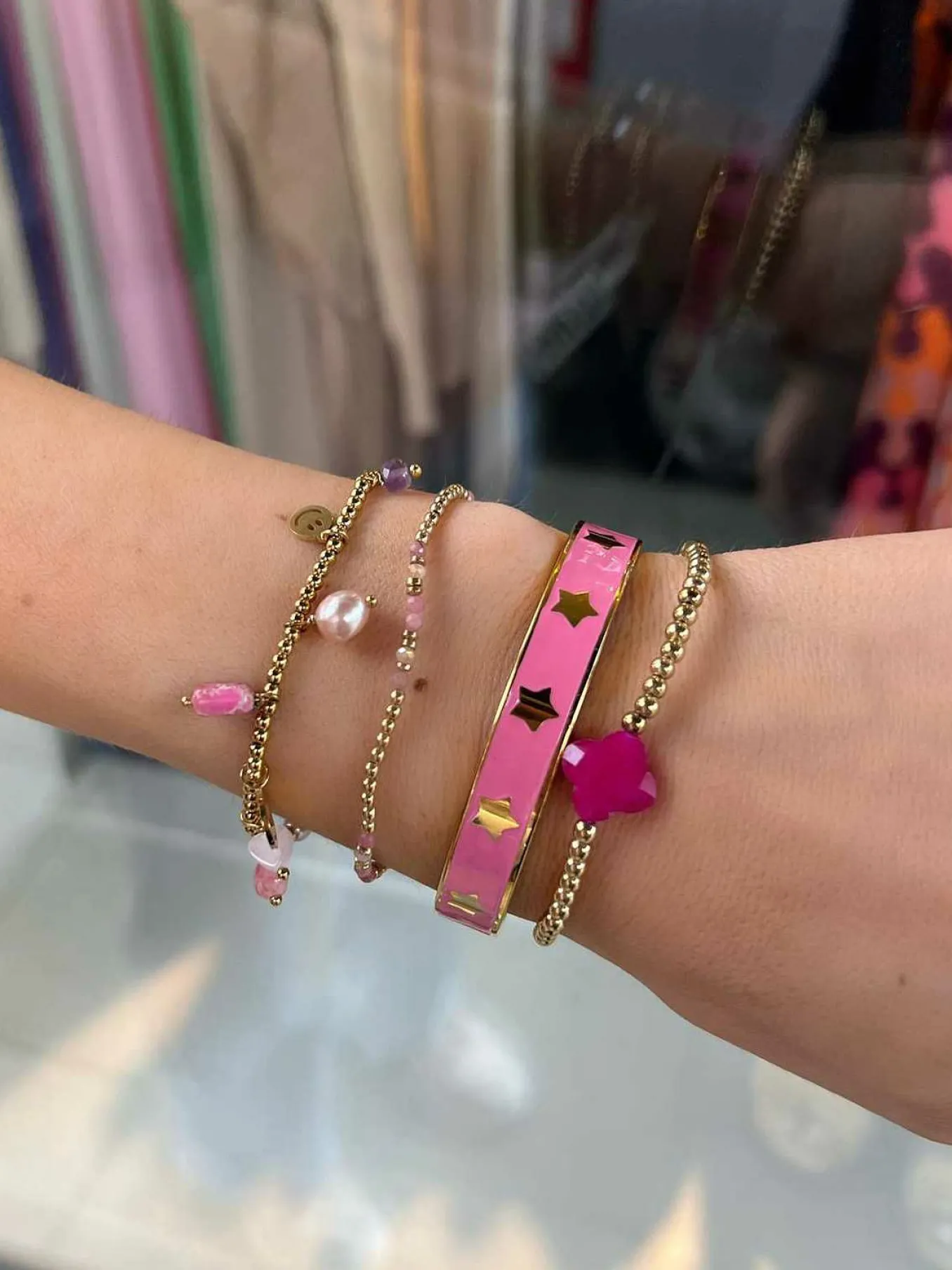 Cheap Bangle Bracelet Pink Armbanden