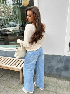 Best Sale Basic V-Neck Sweater Beige Truien