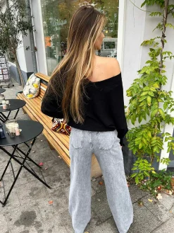 Cheap Basic V-Neck Sweater Black Truien