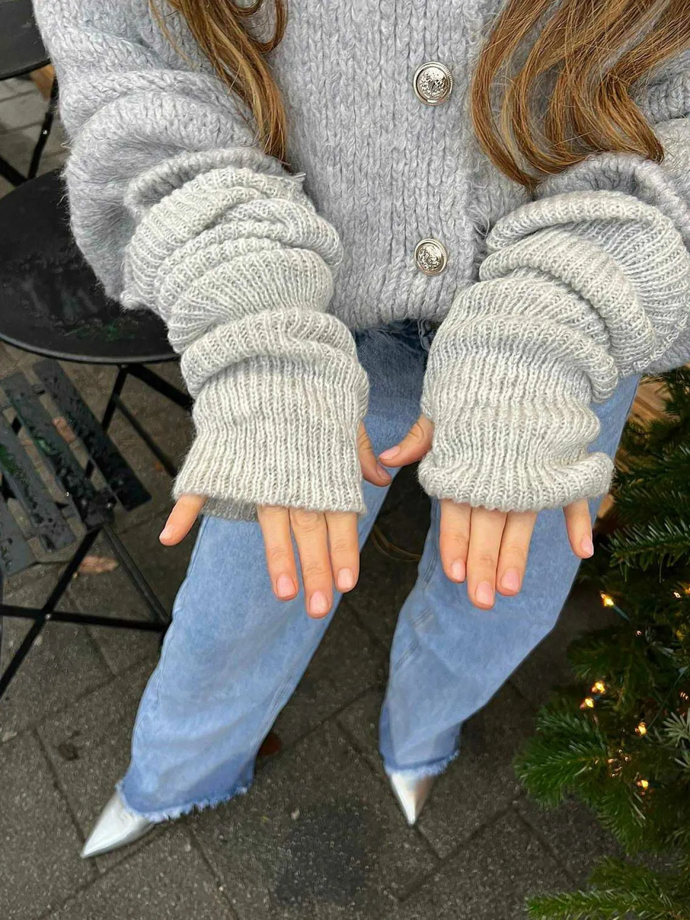 Cheap Beanie & Gloves Set Light Grey Mutsen & Sjaals