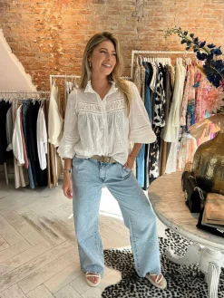 Sale Beau Broderie Blouse White Tops & Blousjes