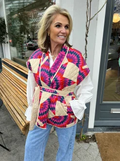 Online Beky Aztec Gilet Beige Gilets