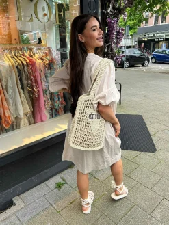 Discount Bibi Bow Dress Beige Jurken