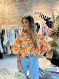 Cheap Blaire Blouse Orange Tops & Blousjes