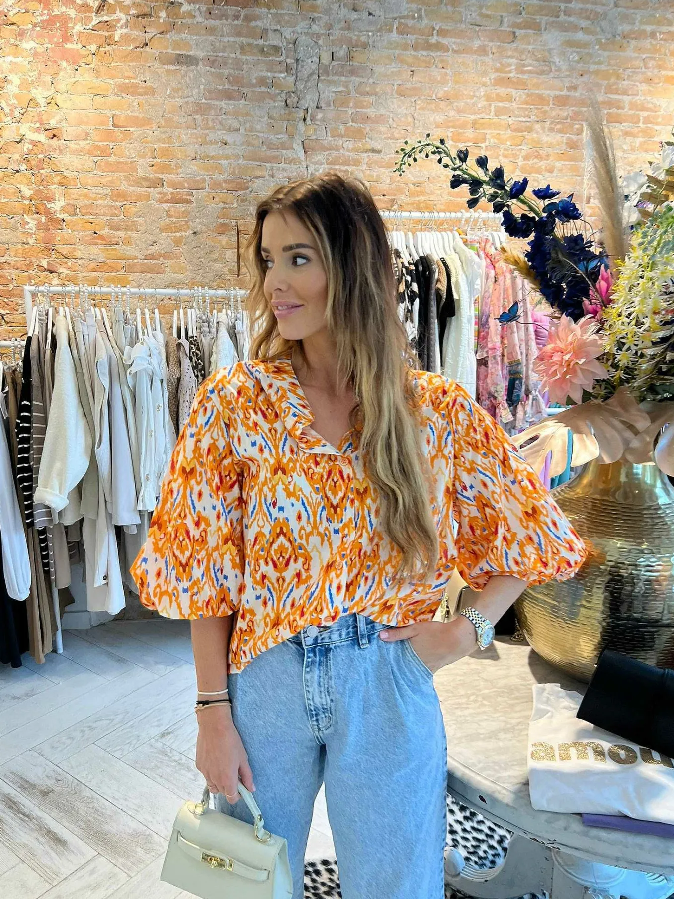 Cheap Blaire Blouse Orange Tops & Blousjes