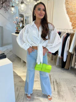 New Bodhi Cropped Broderie Blouse White Tops & Blousjes