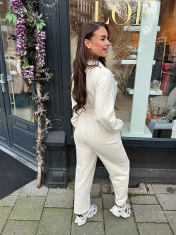 Shop Carli Comfy Jumpsuit Light Beige Jumpsuits
