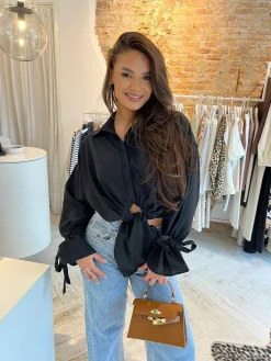 Shop Charlie Cropped Blouse Black Tops & Blousjes