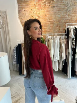 Hot Charlie Cropped Blouse Bordeaux Tops & Blousjes