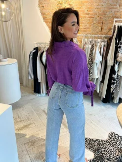 New Charlie Cropped Blouse Purple Tops & Blousjes