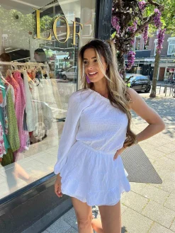 Flash Sale Coco One Sleeve Playsuit White Jumpsuits