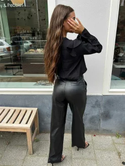 New Daphne Ruffle Blouse Black Tops & Blousjes