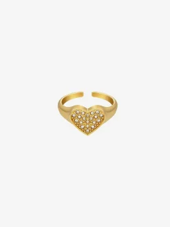 Fashion Diamond Heart Ring Gold Ringen