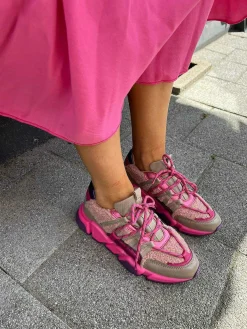 Clearance Dwrs Los Angeles Teddy Sneakers Fuchsia & Beige Sneakers