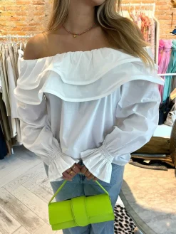 Best Elena Off Shoulder Ruffle Blouse White Tops & Blousjes