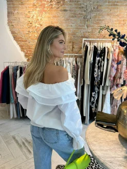 Best Elena Off Shoulder Ruffle Blouse White Tops & Blousjes