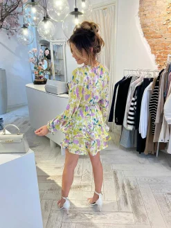 Clearance Ella Ruffle Dress Lime Jurken