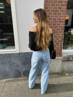 Best Elly Straight Fit Ribbed Knee Jeans Broeken