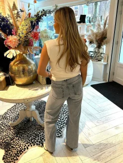 Best Elly Straight Fit Ribbed Knee Jeans Broeken