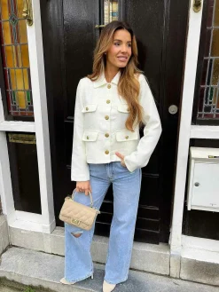 Flash Sale Elodie Cropped Tweed Jacket Off White Blazers