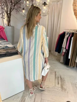 Best Elvi Lurex Maxi Dress Blue Jurken