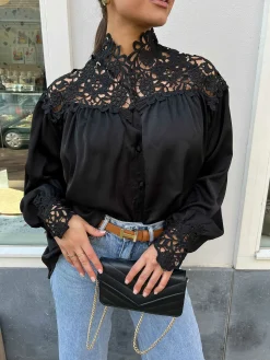 Online Emily Lace Blouse Black Tops & Blousjes