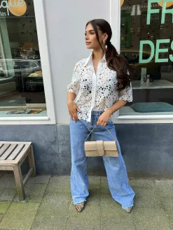 Best Sale Evi Broderie Blouse Wit Tops & Blousjes