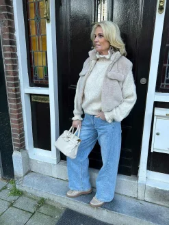 Cheap Faux Fur Gilet Beige Gilets