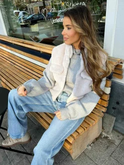 Clearance Faux Fur Gilet Light Grey Gilets