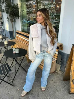 Clearance Faux Fur Gilet Light Grey Gilets