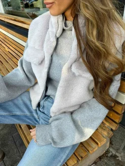 Clearance Faux Fur Gilet Light Grey Gilets