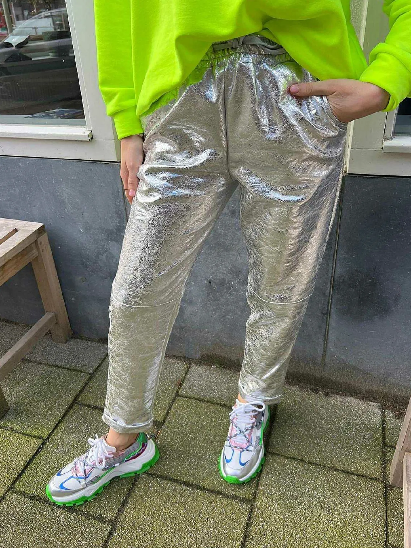 Best Sale Febe Metallic Pants Silver Broeken