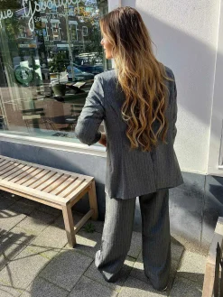 Outlet Fenna Pinstripe Blazer Dark Grey Blazers