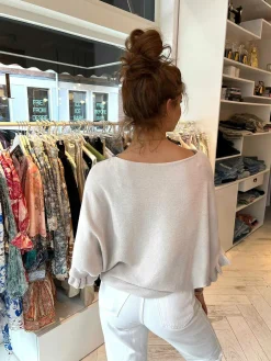 Online Fien Short Sleeve Ruffle Top Light Beige Tops & Blousjes