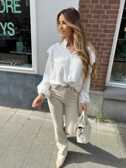 Best Flared Jeans Beige Broeken