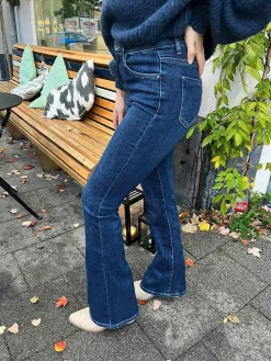 Hot Flared Jeans Deep Blue Broeken