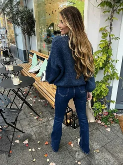 Hot Flared Jeans Deep Blue Broeken