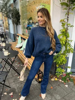 Hot Flared Jeans Deep Blue Broeken