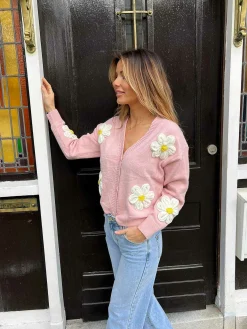 Cheap Flower Vest Pink Vesten