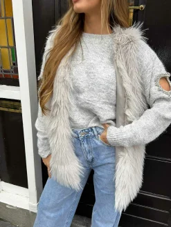 Online Furry Gilet Light Grey Gilets