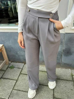 Discount Gigi Golden Button Pantalon Grey Broeken