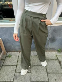 Best Sale Gigi Golden Button Pantalon Army Broeken