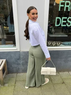 Sale Hailey Linen Pants Army Broeken