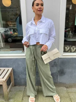 Sale Hailey Linen Pants Army Broeken
