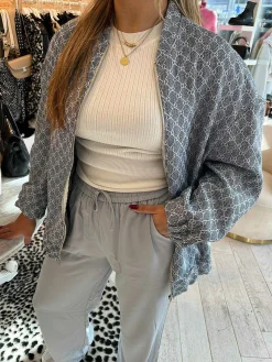 Online Inspired Bomber Jacket Denim Blue Jassen