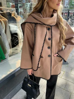 Store Inspired Scarf Coat Camel Jassen